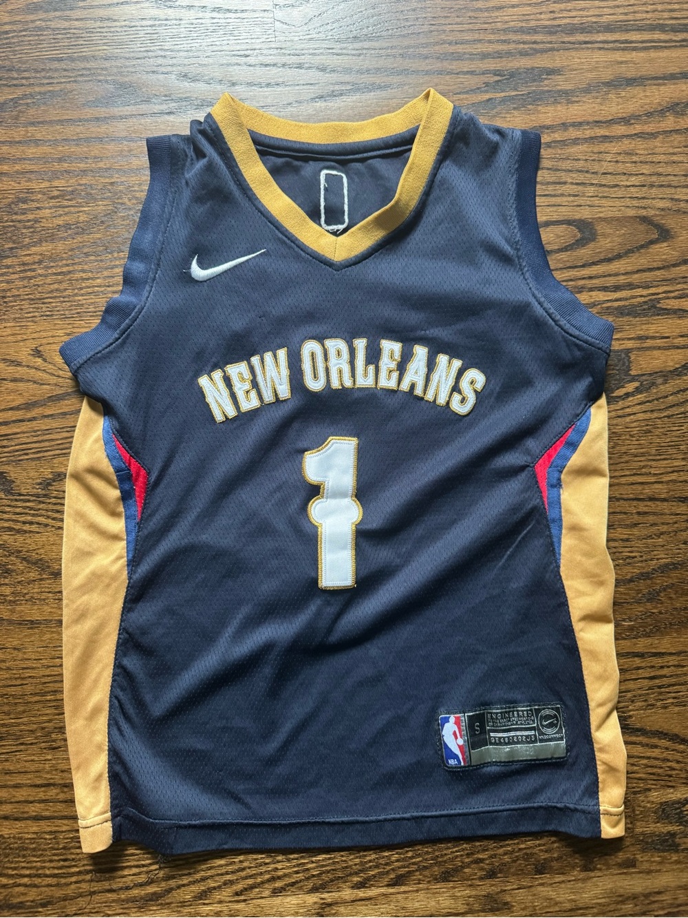 NBA New Orleans Navy Gold Kids Basketball Jersey #1